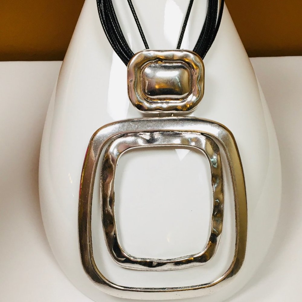 Square Pendant Necklace Silver Fashion Statement